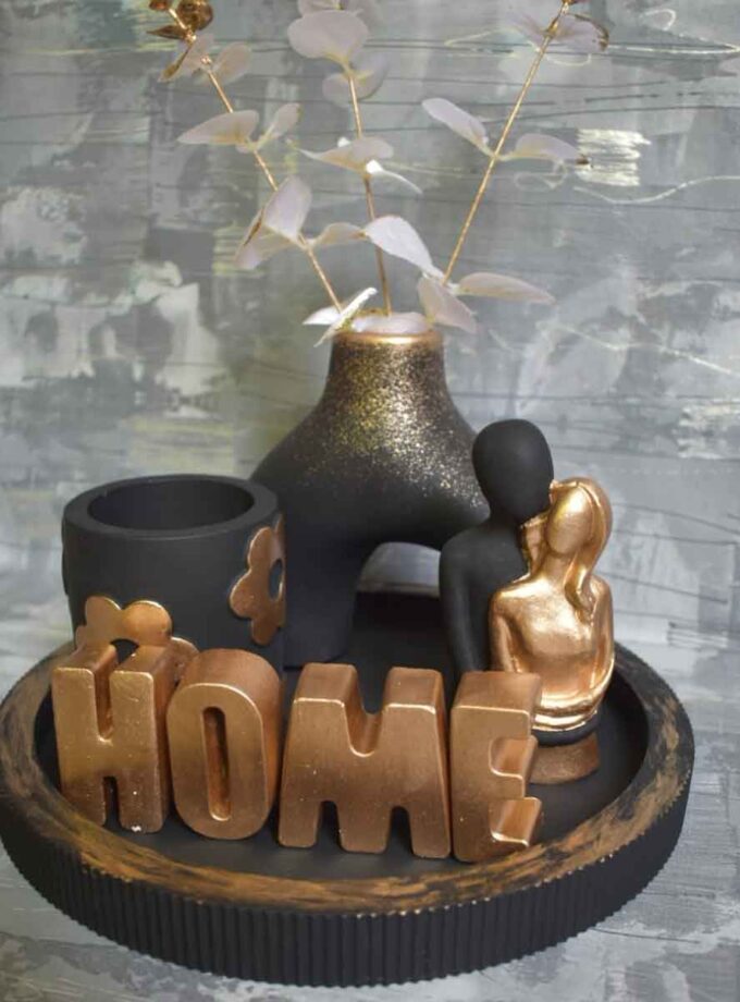 A1BLACK ROUND TRAY SET