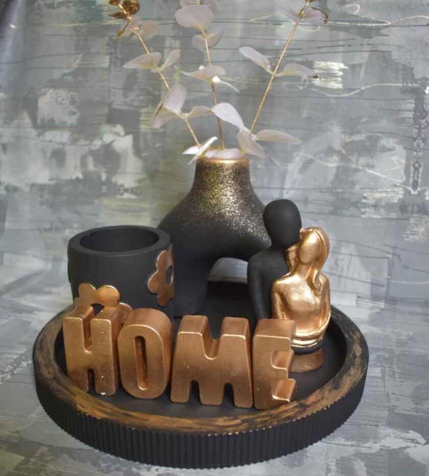 A1BLACK ROUND TRAY SET